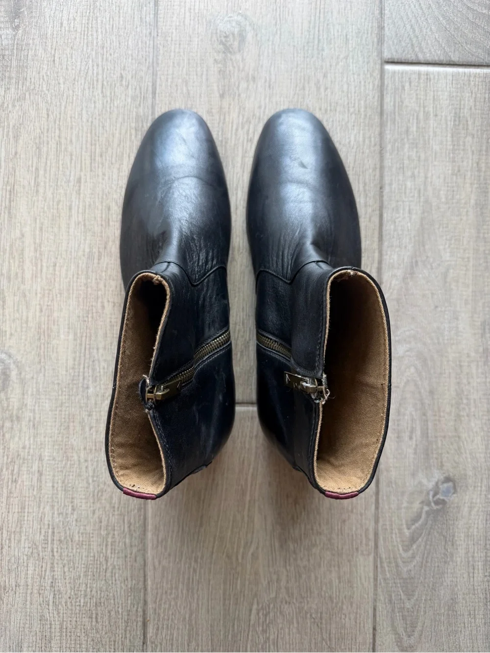 Aldo Black Leather Zip Ankle Boots